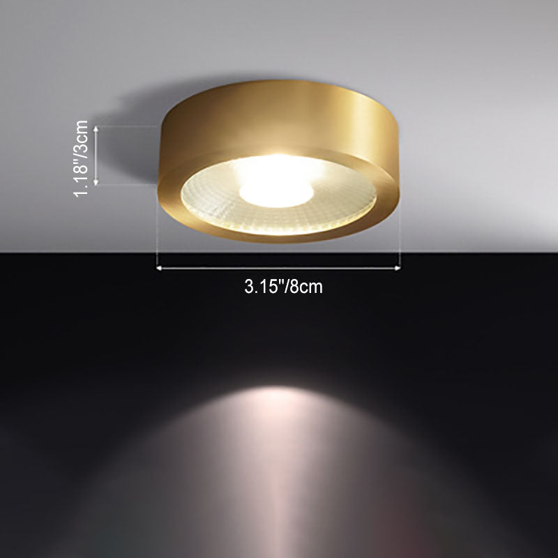 Modern Brass LED Spotlight Flush-Mount Ceiling Light — Cylindrical Design