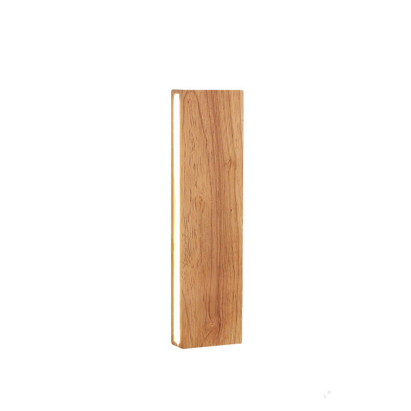 Japanese Minimalist Log-Style Rectangular LED Wall Sconce Lamp with Rotatable Flat Panel