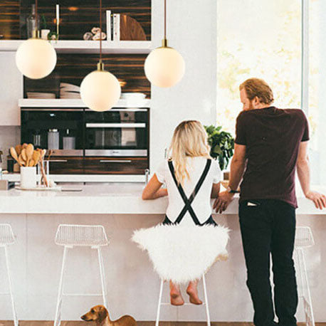 Nordic Minimalist White Orb 1-Light Pendant Lamp