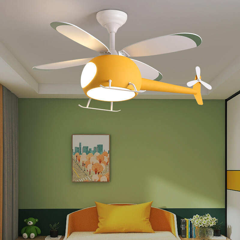Charming Cartoon Aircraft LED Ceiling Fan Light with Downrods