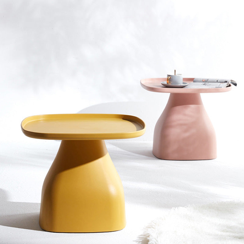 Modern Scandinavian Round Plastic Coffee Table with Sleek Column Base for Living Room