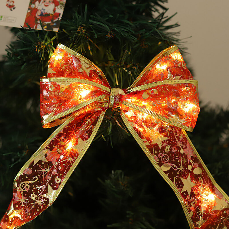 Christmas LED Copper Wire Ribbon Lights - Bow-Tie Style Flexible String Lights for Festive Decor, Props, and Holiday Cheer