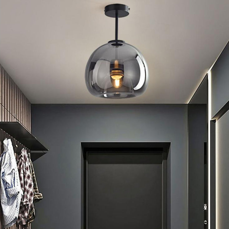 Elegant Nordic Luxury Round Glass Ball 1-Light Semi-Flush Mount Ceiling Light