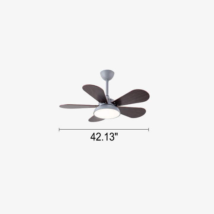 Simple Colorful Round Leaf Ceiling Fan for Kids with Light and Downrod