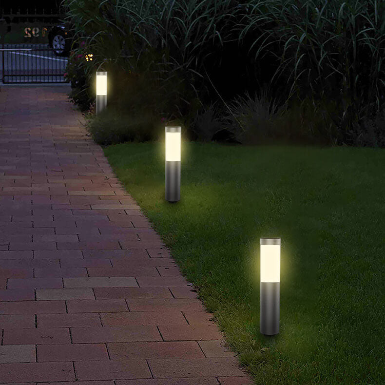 Modern Stainless Steel Cylindrical Solar LED Ground Light for Outdoor Lawn & Garden – Waterproof Landscape Light