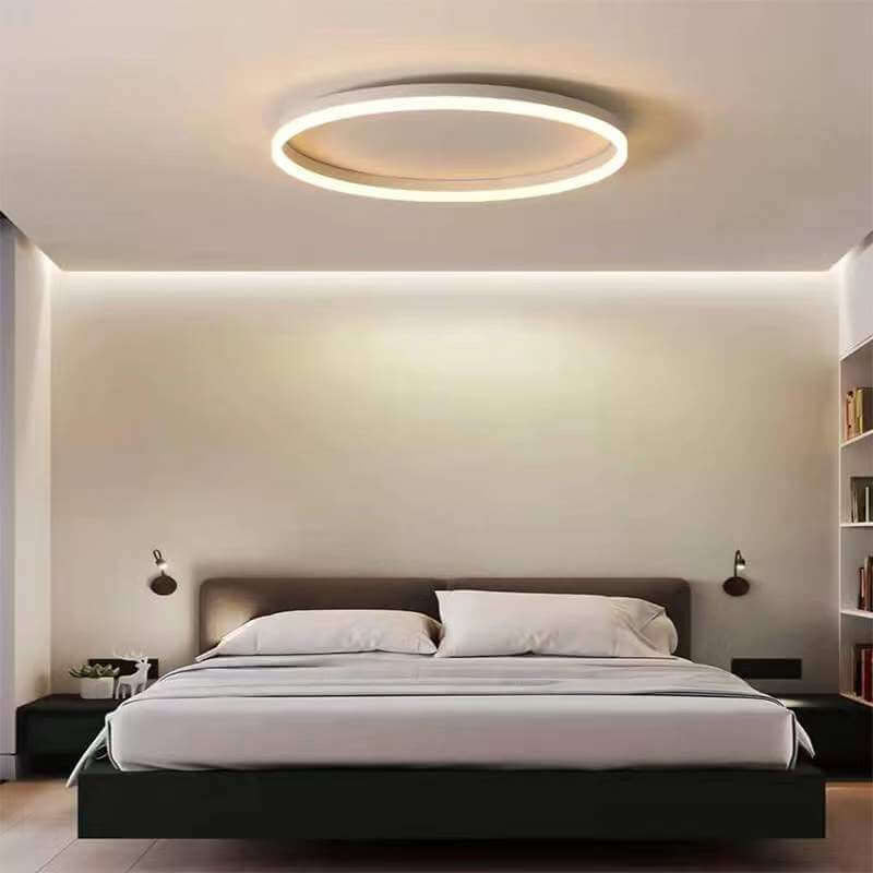 Nordic Minimalist Circular Ring LED Flush Mount Ceiling Light with Iron & Acrylic