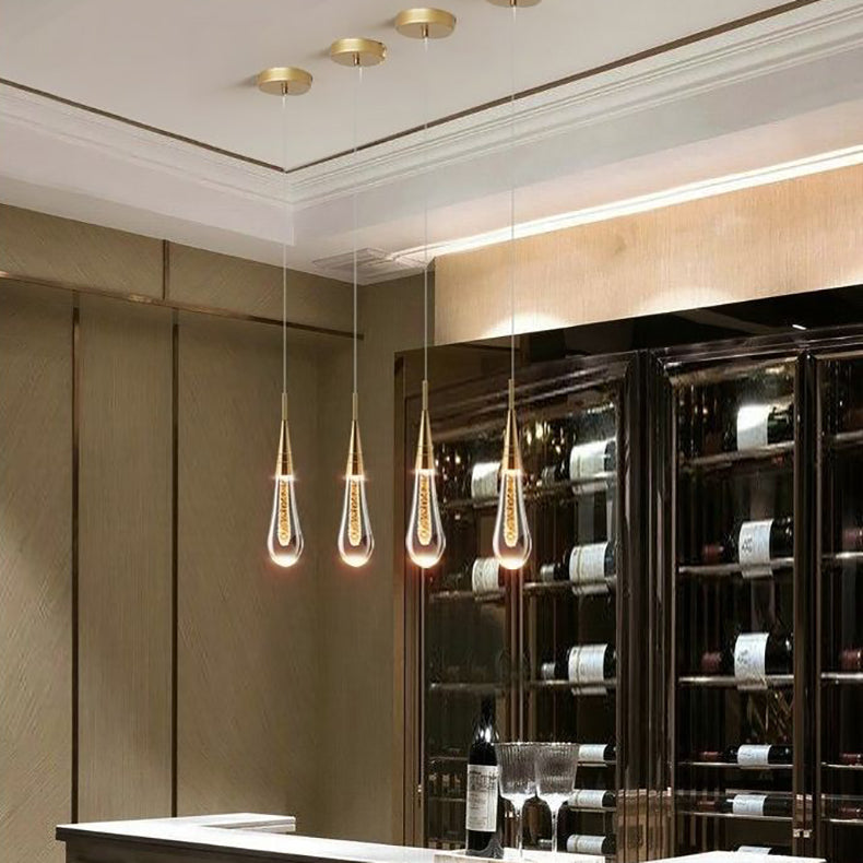 Contemporary Scandinavian Water-Drop Crystal LED Chandelier – Iron & Aluminum for Bedroom