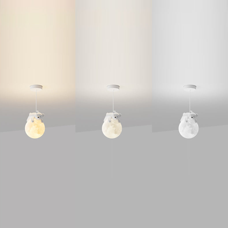 Modern Resin Rabbit Moon 1-Light Pendant Light for Kids' Rooms & Living Rooms