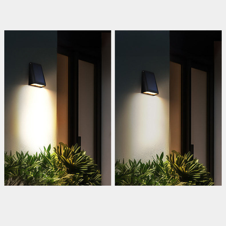 Modern Minimalist Solar LED Wall Sconce - Rectangular-Trapezoidal Design, ABS/PC Housing, Outdoor Garden Lamp
