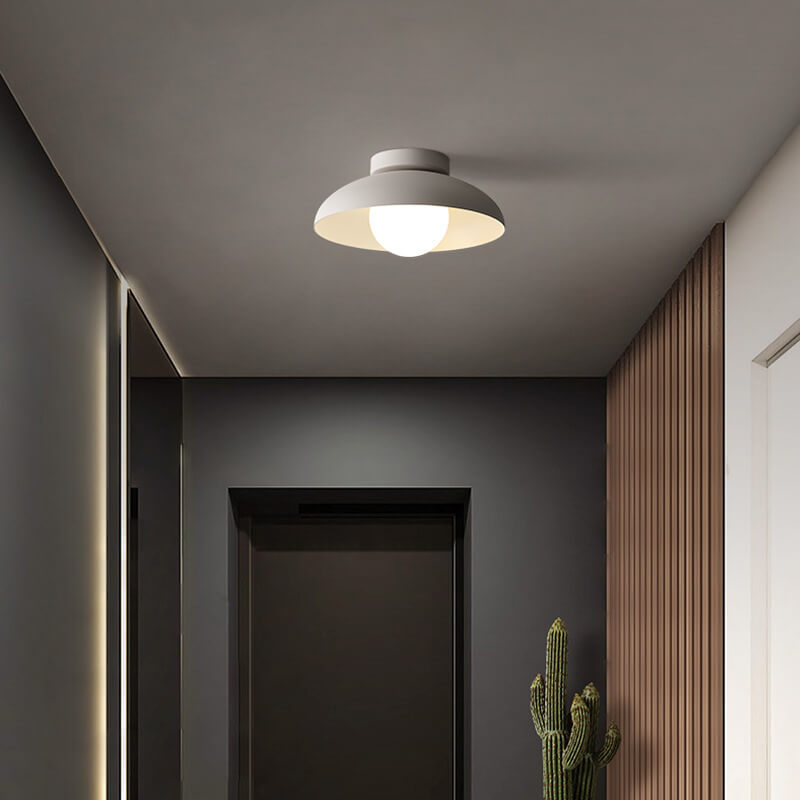 Japanese Wabi-Sabi Iron & Glass 1-Light Semi-Flush Mount Fixture