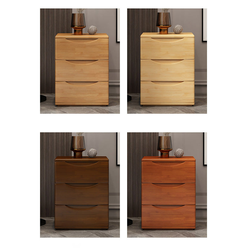 Traditional Japanese-Style Rectangular Nightstand with Rubber Wood & Metal – 2/3-Drawer Bedside Table