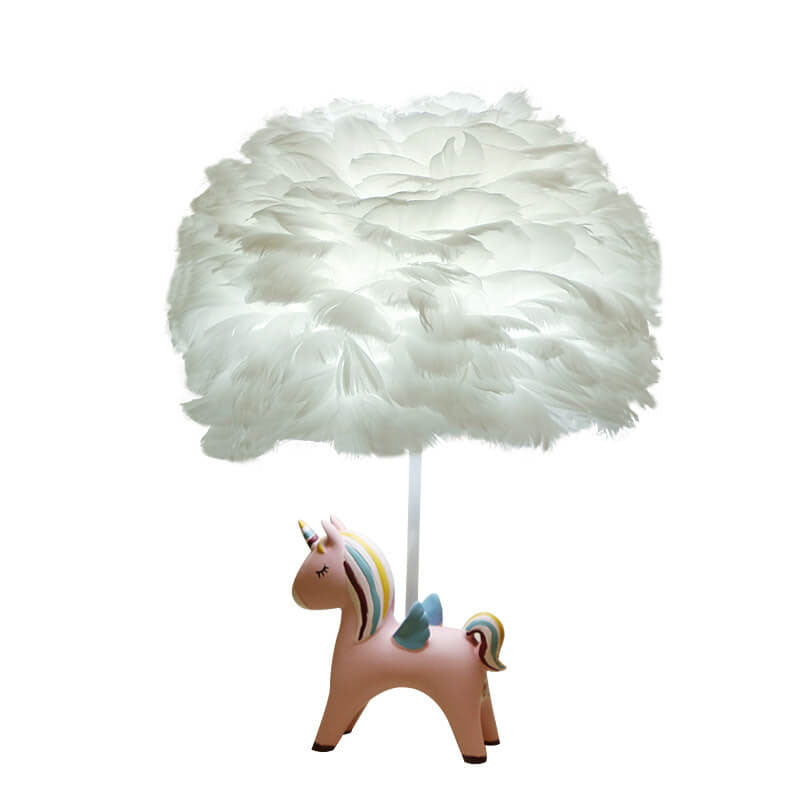 Modern Creative Unicorn Feather Kids Table Lamp – 1-Light