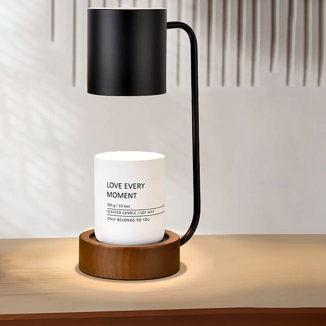 Japanese Minimalist Wooden Table Lamp with Dimmable Light, Timer, and Melting-Wax Glow (1-Light)