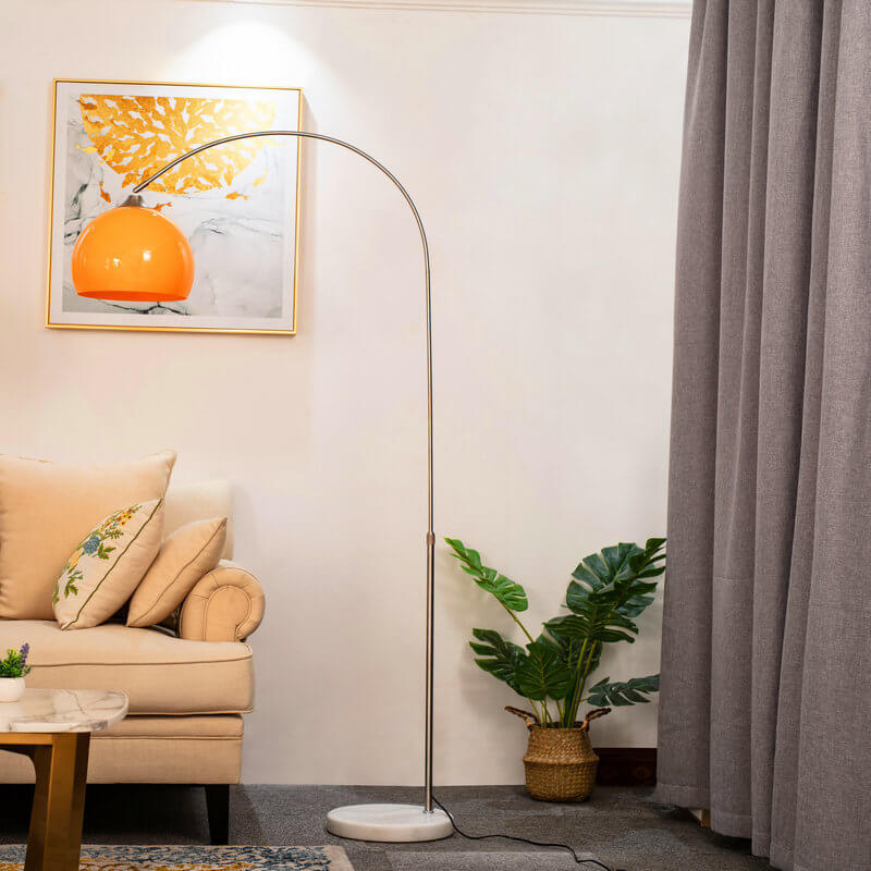 Modern Globe Acrylic Shade 1-Light Floor Lamp with Fishing-Rod Style Stand