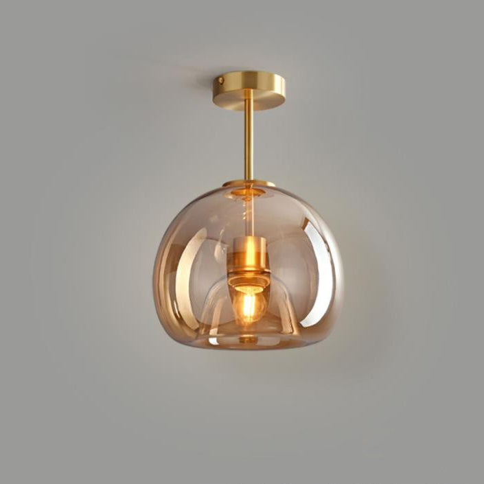 Elegant Nordic Luxury Round Glass Ball 1-Light Semi-Flush Mount Ceiling Light