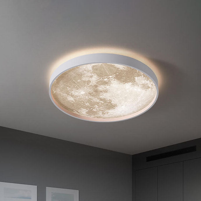 Nordic Moon Round LED Flush Mount Ceiling Light — Creative Minimalist Design with Soft Ambient Glow