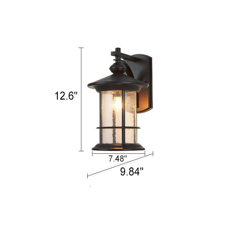 Industrial Vintage Bubble Glass Column Wall Sconce – 1-Light Outdoor Waterproof Lamp