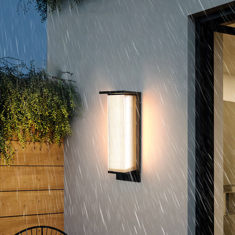 Modern Minimalist Solar LED Outdoor Wall Sconce – Rectangular Stainless Steel & Acrylic, Waterproof Patio Lighting