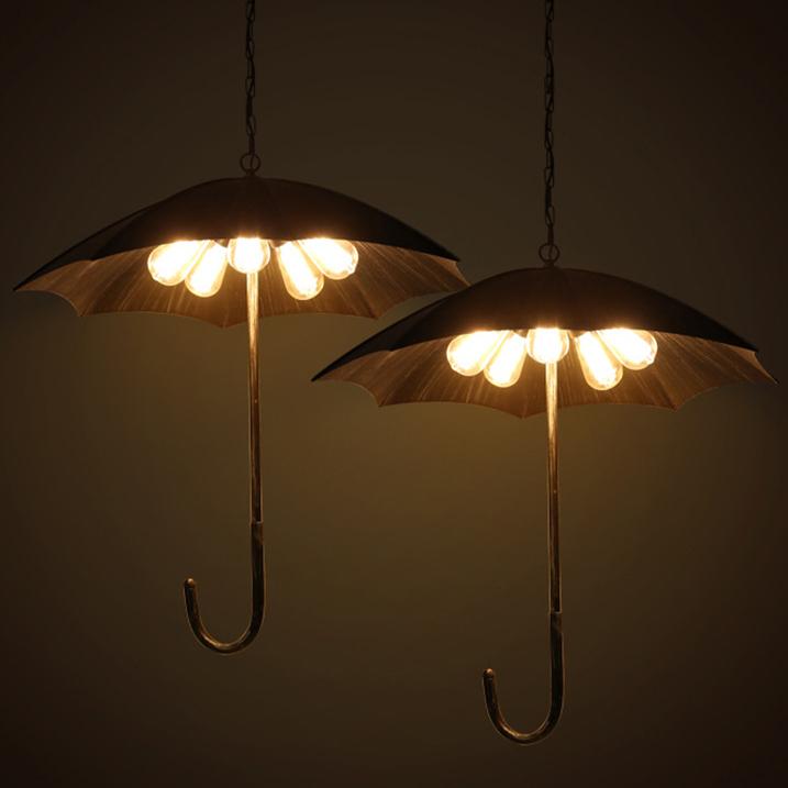 Vintage Industrial 5-Light Umbrella Chandeliers – Retro-Style Ceiling Lighting