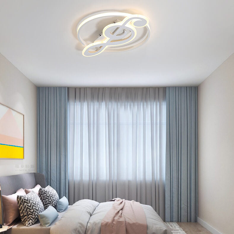 Nordic-Inspired LED Flush Mount Ceiling Light with Creative Music Notes Design