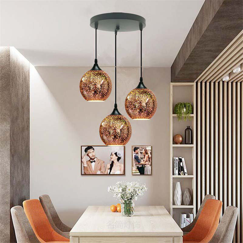 Modern Creative 3D Colorful Fireworks Glass Dome Island Light Chandelier - 2/3-Light