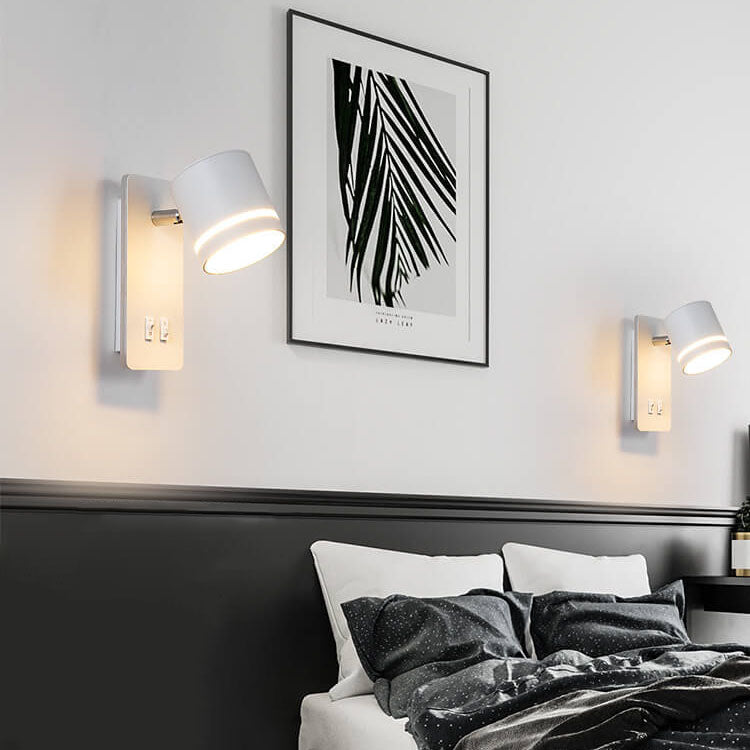 Nordic Minimalist Square LED Reading Wall Sconce with Rotatable Spotlight