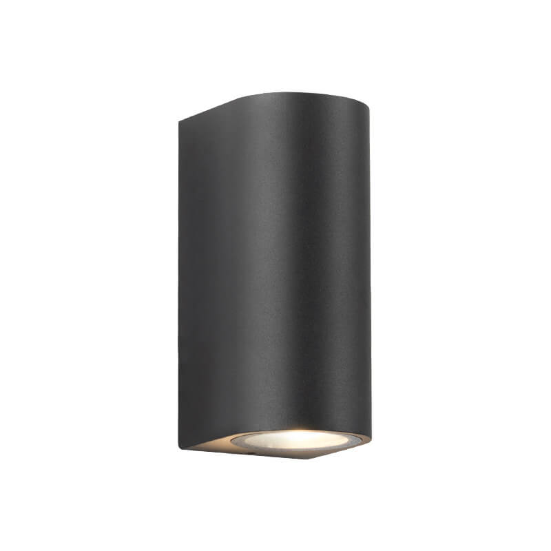 Sleek Modern Outdoor 2‑Light Wall Sconce with Glass Cylinder Shade — Waterproof Aluminum Lamp