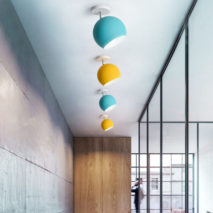 Nordic Macaron Dome 1-Light Semi-Flush Ceiling Light - Modern Minimalist Design