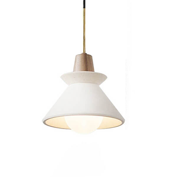Nordic Minimalist White Cement 1-Light Tapered Pendant Lamp