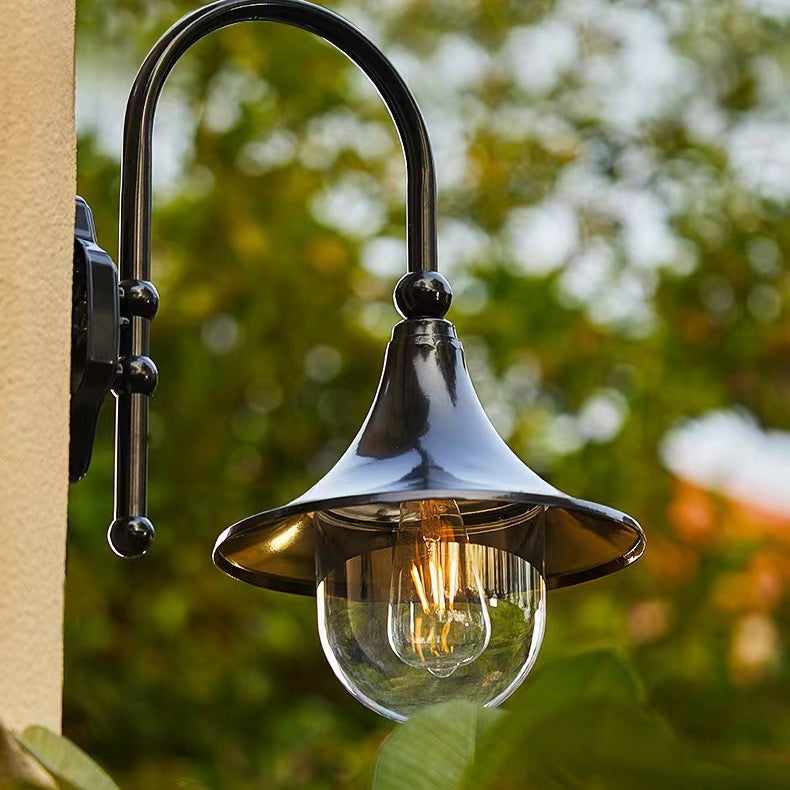 Sleek Contemporary Industrial Aluminum Horn-Style 1-Light Wall Sconce for Outdoor Patio