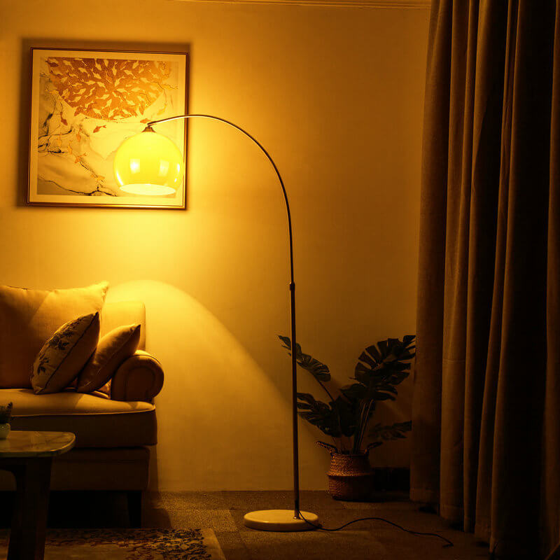 Modern Globe Acrylic Shade 1-Light Floor Lamp with Fishing-Rod Style Stand