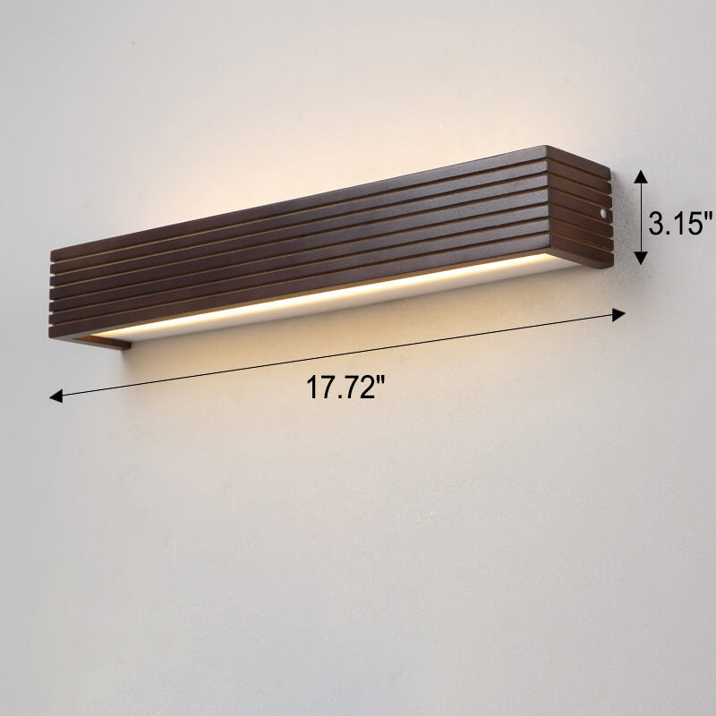 Elegant Modern Chinese Walnut Square Bar Vanity LED Wall Sconce Lamp for Bathroom