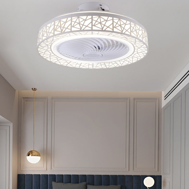 Luxurious Modern Round Lace LED Flush-Mount Ceiling Fan Light