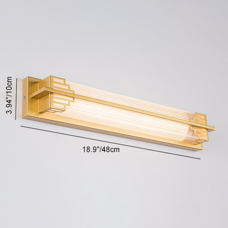 Traditional Chinese-Style Waterproof LED Outdoor Wall Sconce Lamp – Rectangular Stainless Steel Glass for Patio