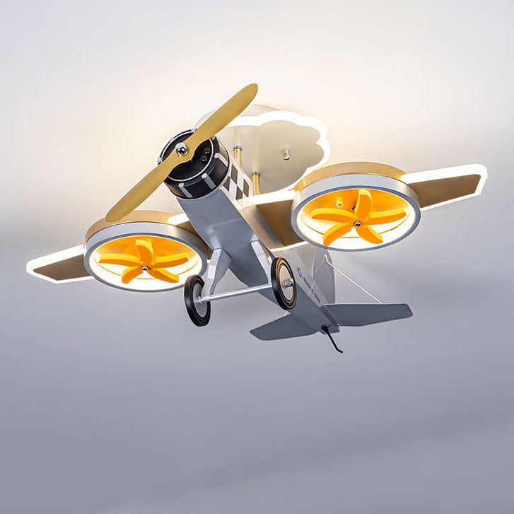 Adorable Cartoon Airplane LED Kids Ceiling Light - Iron & Acrylic, Semi-Flush Mount