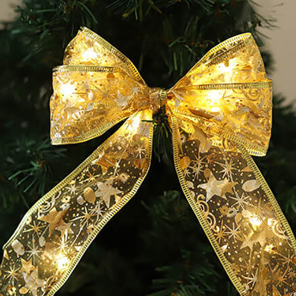 Christmas LED Copper Wire Ribbon Lights - Bow-Tie Style Flexible String Lights for Festive Decor, Props, and Holiday Cheer