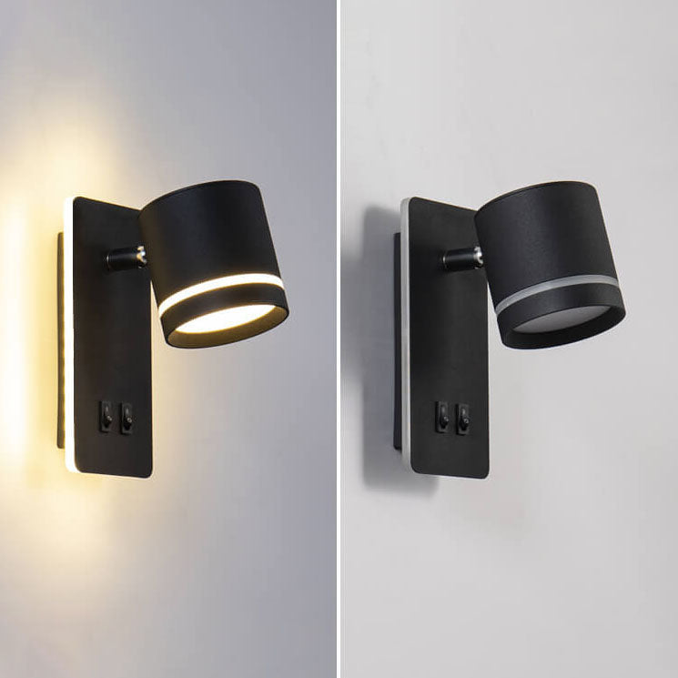 Nordic Minimalist Square LED Reading Wall Sconce with Rotatable Spotlight