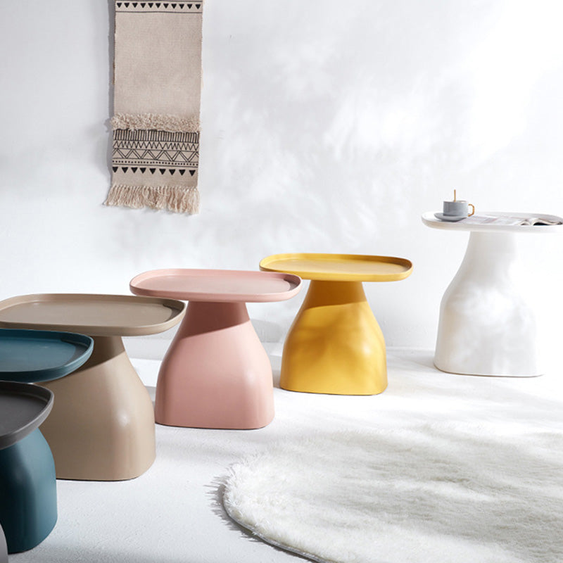 Modern Scandinavian Round Plastic Coffee Table with Sleek Column Base for Living Room