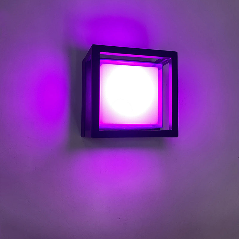 Modern Minimalist Waterproof Square LED Outdoor Wall Sconce Lamp - Aluminum & Acrylic, Garden