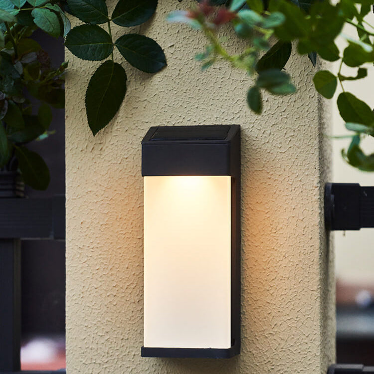 Solar Square Frosted-Glass Outdoor LED Wall Sconce Lamp - Waterproof, Weather-Resistant Garden Lighting