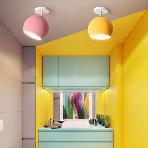 Nordic Macaron Dome 1-Light Semi-Flush Ceiling Light - Modern Minimalist Design