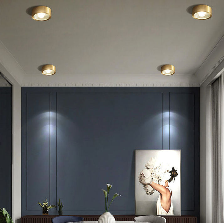 Nordic Light Luxury All-Copper Ultra-Thin LED Flush-Mount Ceiling Light