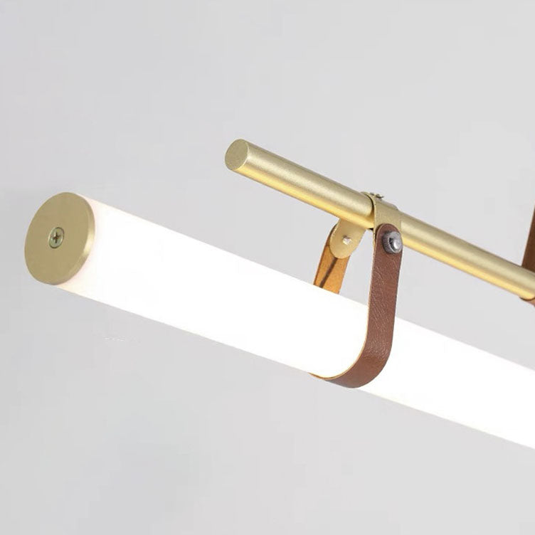 Sleek Nordic Minimalist Long Leather-Strip LED Island Light Chandelier
