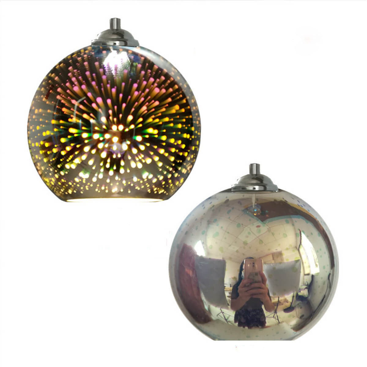 Modern 3D Colorful Fireworks Glass Pendant Light – 1-Light Dome Pendant Fixture