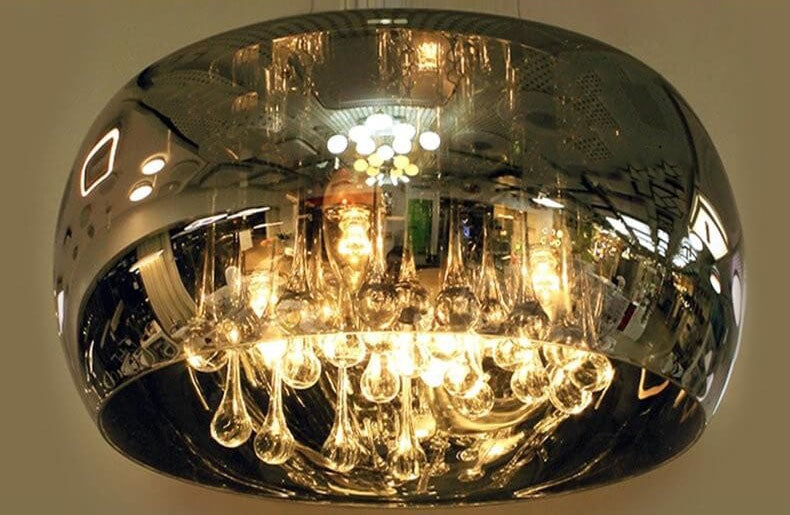Elegant Modern Glass Shade 6-Light Crystal Hanging Chandelier