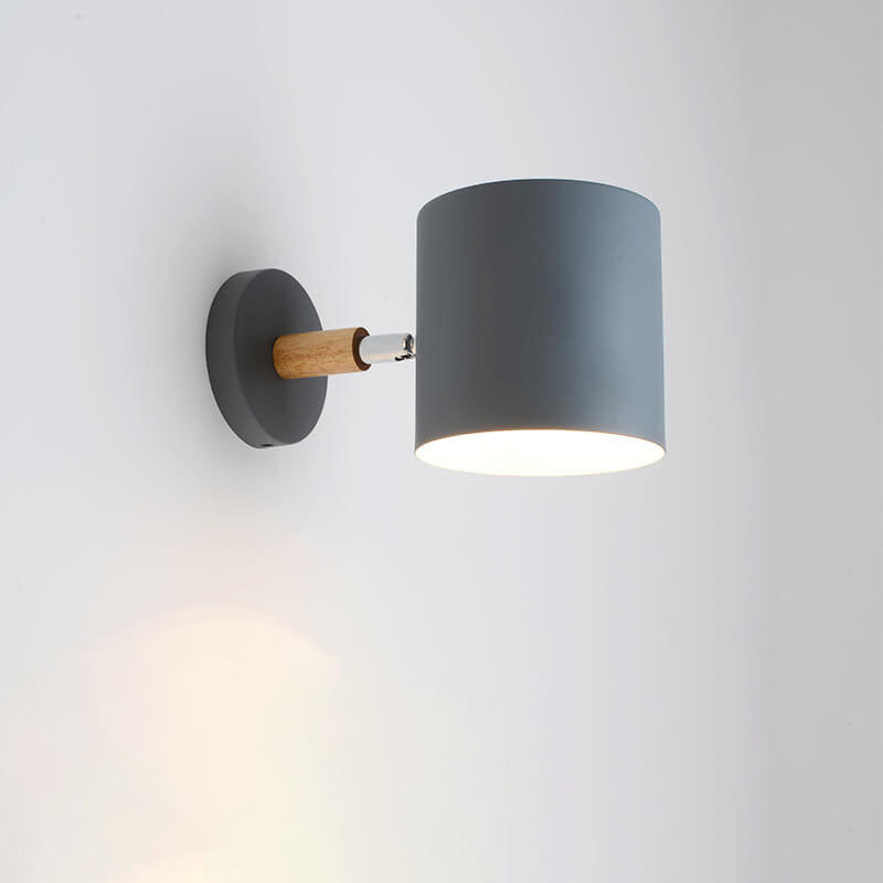 Nordic Macaron Cylinder Rotating 1-Light Wall Sconce Lamp