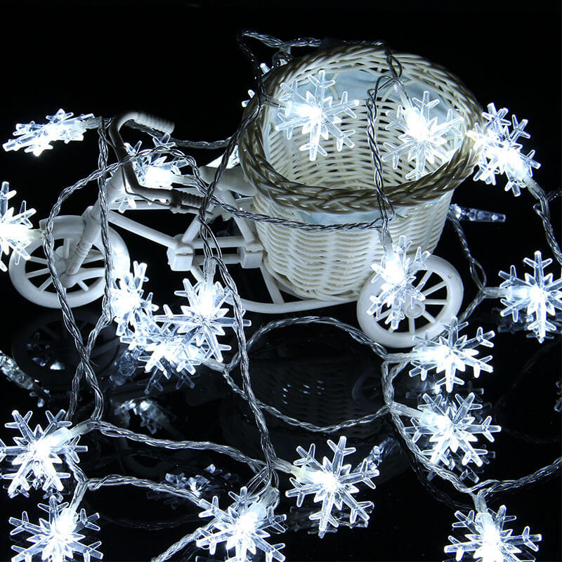 Colorful Snowflake LED String Lights, 20-LED Outdoor Waterproof Christmas Decor