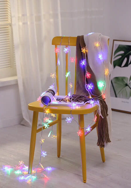Colorful Snowflake LED String Lights, 20-LED Outdoor Waterproof Christmas Decor