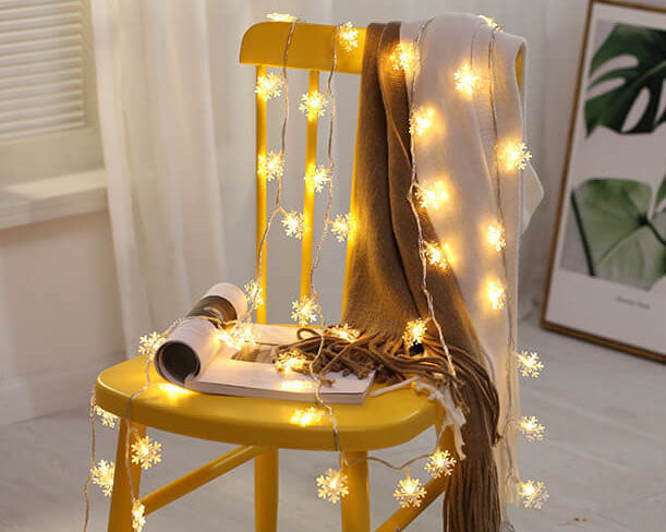 Colorful Snowflake LED String Lights, 20-LED Outdoor Waterproof Christmas Decor