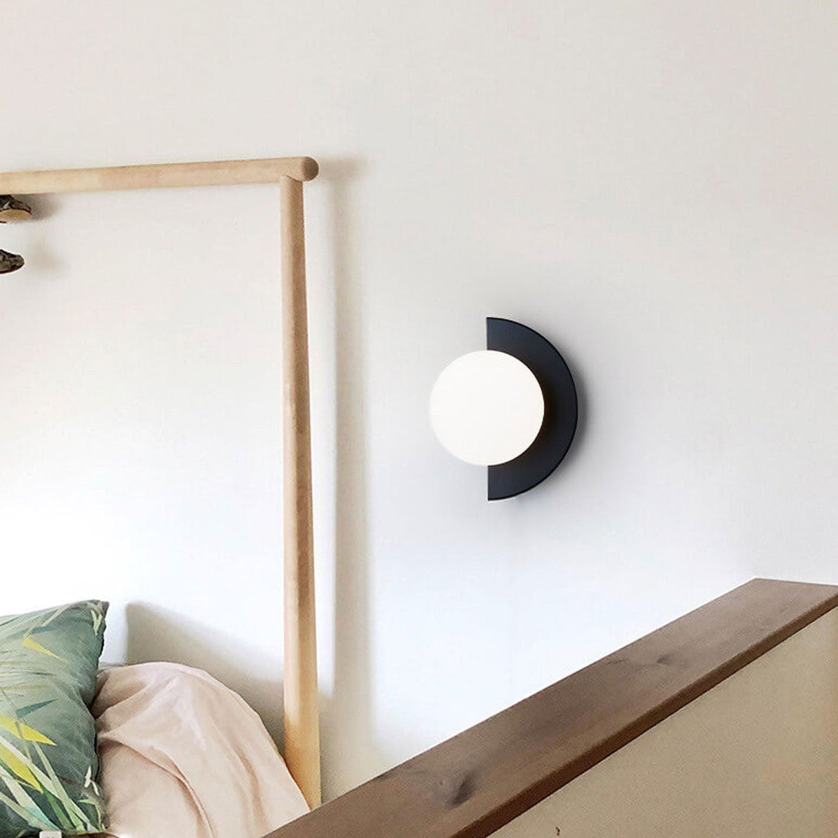 Modern Minimalist Glass Sphere Wall Sconce Lamp with Colorful Semicircle Design - 1-Light